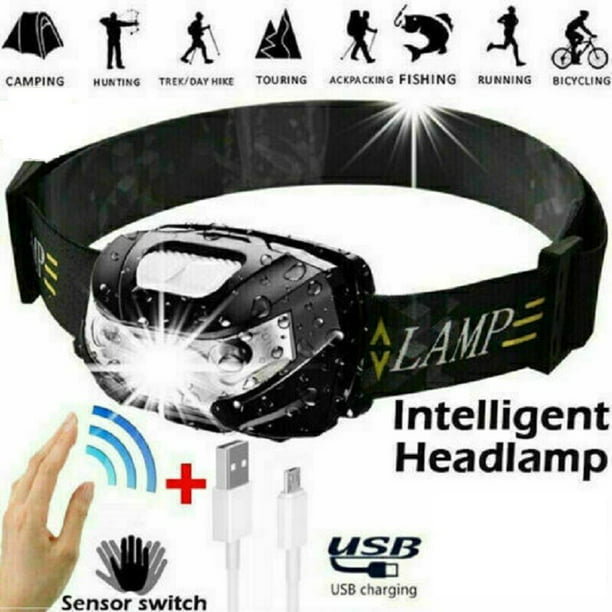 Waterproof Headlight Super Bright Head Torch LED USB Rechargeable Headlamp Gift